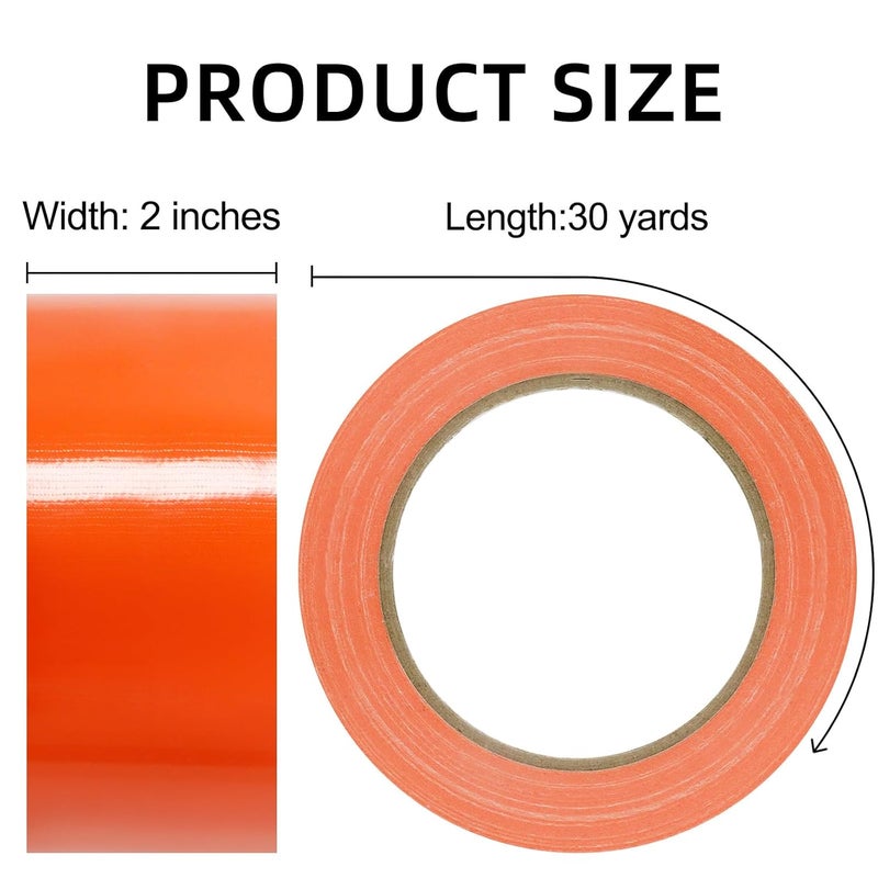ROSEUP 2 Pack Duct Tape Heavy Duty,7.5 Mil Thickness,2 Inches x 30 Yards,Flexible,No Residue,Waterproof and Tear by Hand,Multi-Use for Indoor & Outdoor,Orange - Image 2